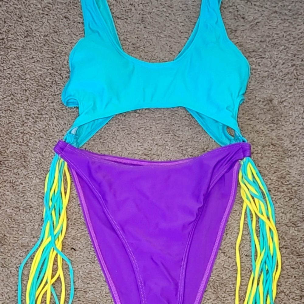 Rave style one piece swimsuit
